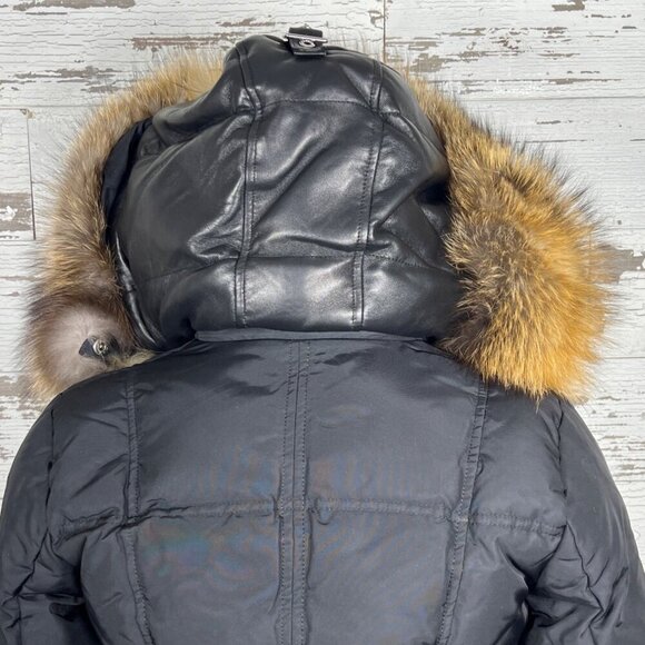 NICOLE BENISTI Fordham Down-Filled Coat Black Cheetah Gold Sz XS NWT - Picture 6 of 9